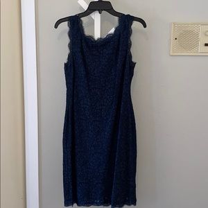 Adrianna Papell navy blue lace dress